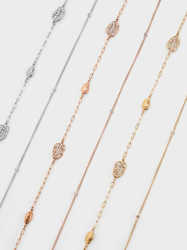 Aine Crystal Double-Chain Necklace, Rose Gold, hi-res