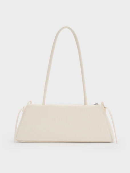 Hazel Bow Elongated Shoulder Bag, Cream, hi-res