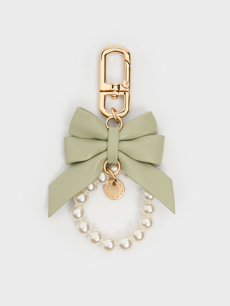 Halsey Bow-Pearl Charm, Pale Sage, hi-res