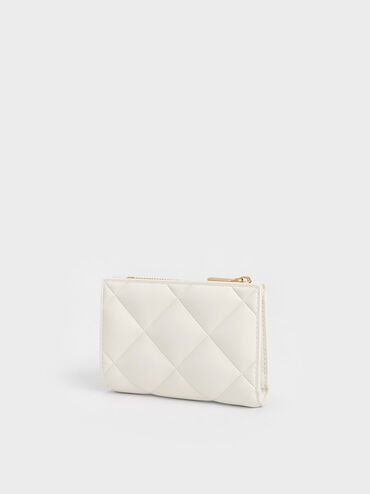Gemma Quilted Card Holder, White, hi-res