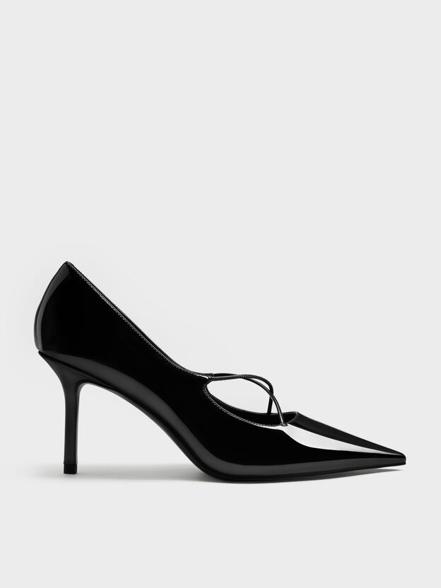 Patent Crossover Pointed Pumps, Black Patent, hi-res