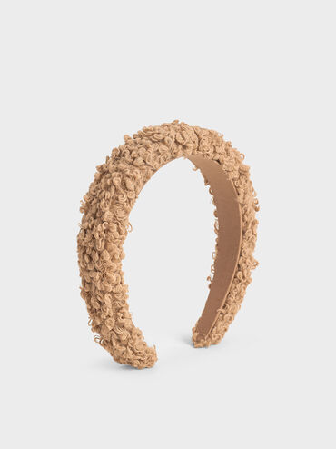 Furry Headband, Camel, hi-res