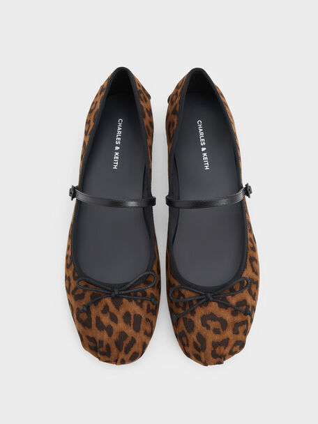 Emiko Leopard-Print Bow Mary Jane Flats, Animal Print Brown, hi-res