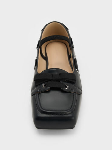 Bow Boat-Shoe Flats, Black, hi-res