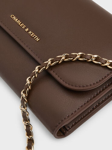 Octavia Front Flap Long Wallet, Dark Brown, hi-res