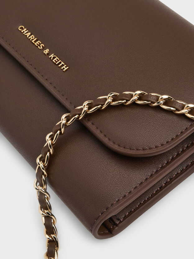 Octavia Front Flap Long Wallet, Dark Brown, hi-res