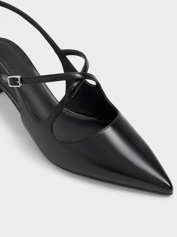 Pauline Patent Crossover Kitten Heels, Black, hi-res