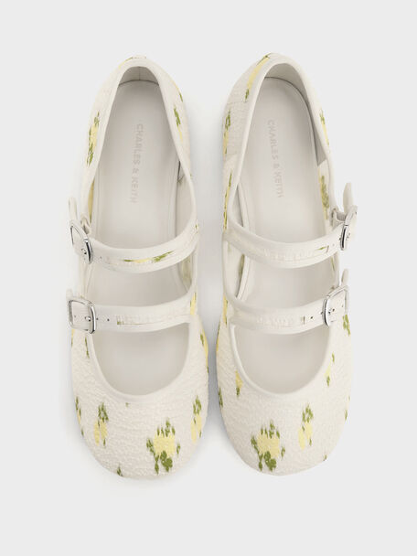 Mesh Floral Mary Jane Flats, Multi, hi-res