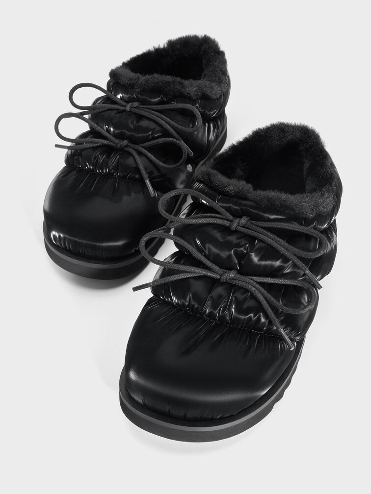 Egan Nylon Puffy Mules, Black Textured, hi-res