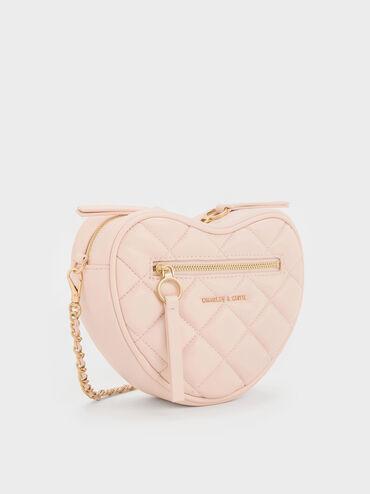 Paffuto Quilted Heart Crossbody Bag, Soft Pink, hi-res