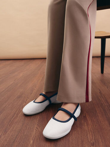 Mesh Contrast-Trim Mary Jane Sneakers, Dark Blue, hi-res