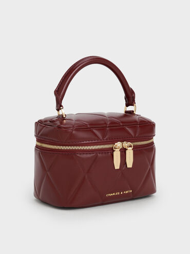 Arwen Quilted Top Handle Vanity Bag, Burgundy, hi-res
