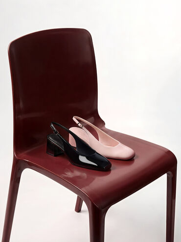 Danni Patent Slingback Pumps, Black Patent, hi-res