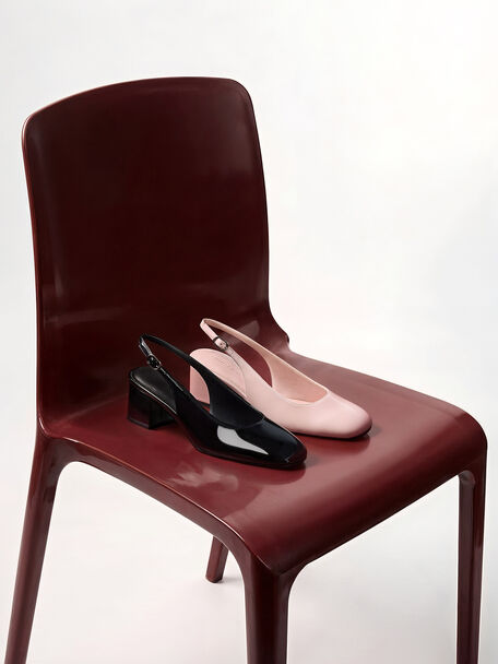 Danni Patent Slingback Pumps, Black Patent, hi-res