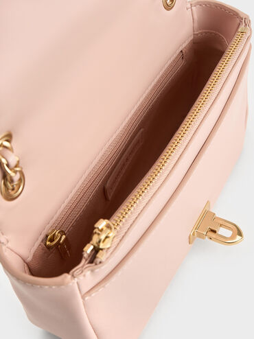 Arwen Diamond-Quilt Braided-Strap Shoulder Bag, Light Pink, hi-res