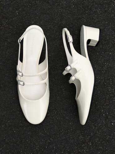 Clementine Double-Strap Slingback Mary Jane Pumps, Chalk, hi-res