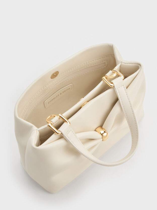 Halsey Ruched Top Handle Bag, Cream, hi-res