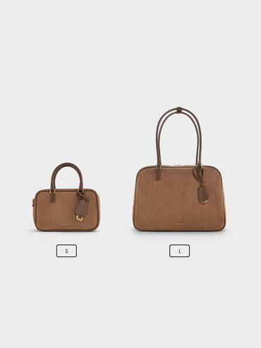 Mini Sianna Corduroy Bowling Bag, Mocha Brown, hi-res