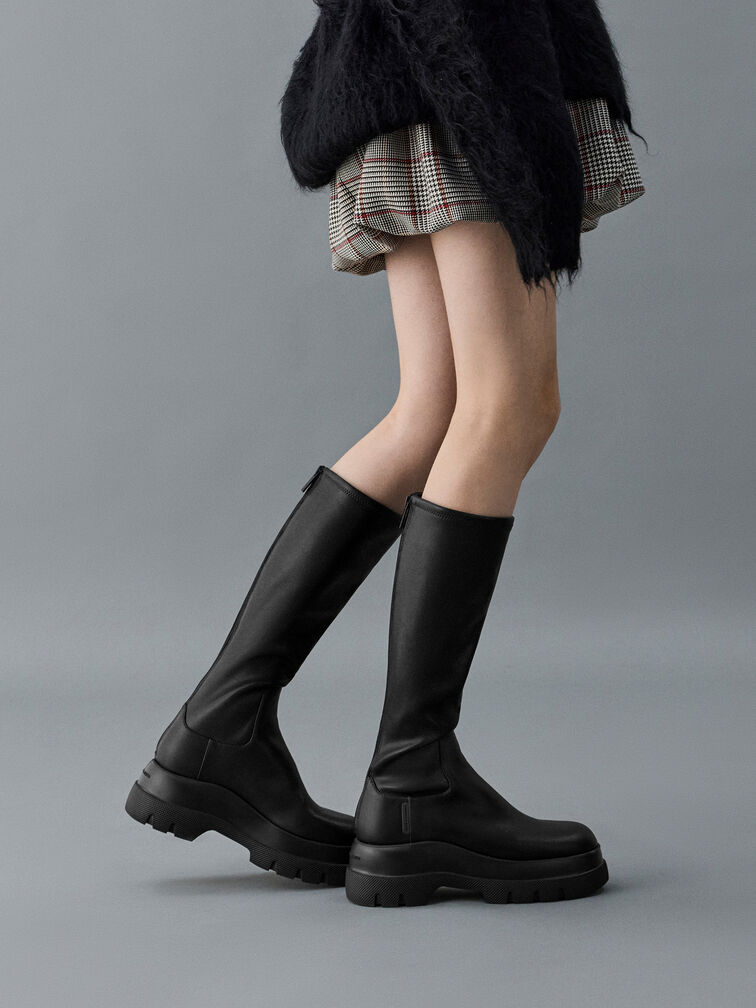 Leoi Chunky Knee-High Boots, Black, hi-res