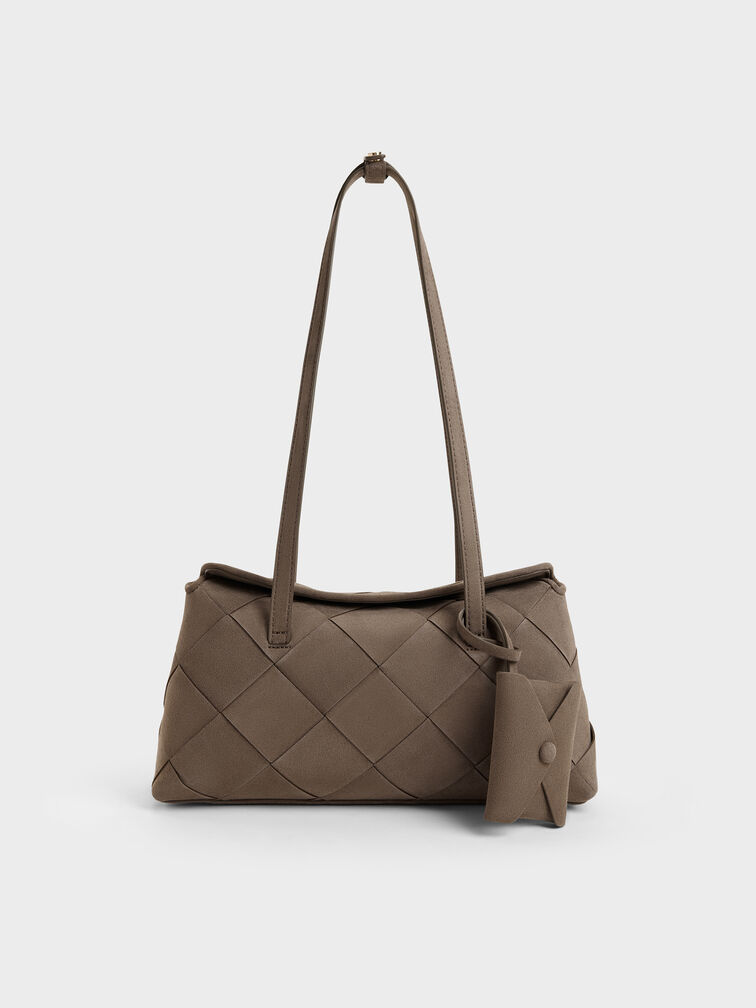 Maribel Woven Trapeze Shoulder Bag, Stone Grey, hi-res