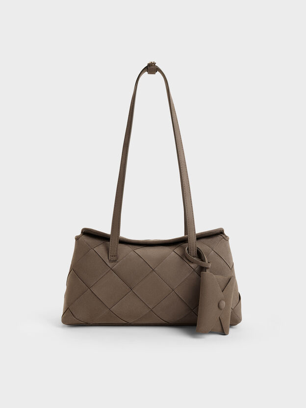 Maribel Woven Trapeze Shoulder Bag, Stone Grey, hi-res