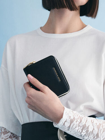 Finley Zip-Around Small Wallet, Black, hi-res