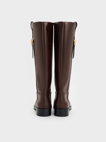 Yvette Metallic-Accent Knee-High Boots, Dark Brown, hi-res