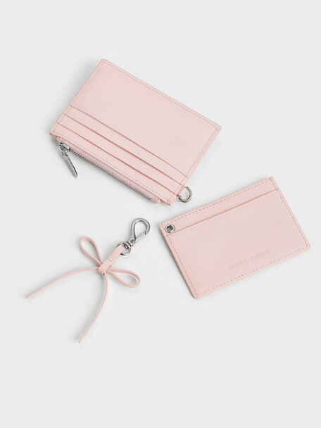 Hazel Bow Panelled Card Holder, Soft Pink, hi-res