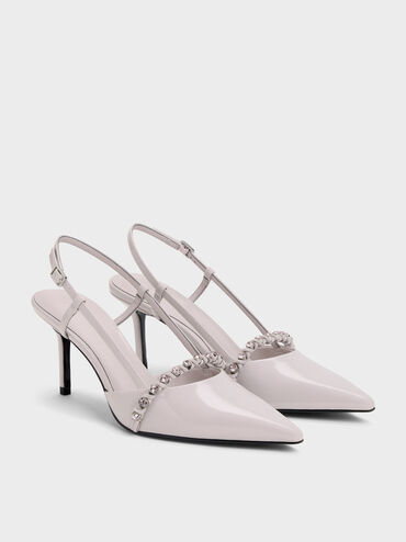 Patent Crystal Slingback Pumps, Lilac, hi-res