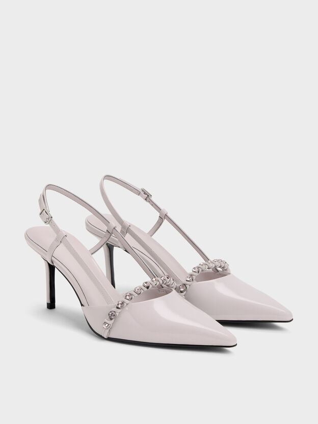 Patent Crystal Slingback Pumps, Lilac, hi-res