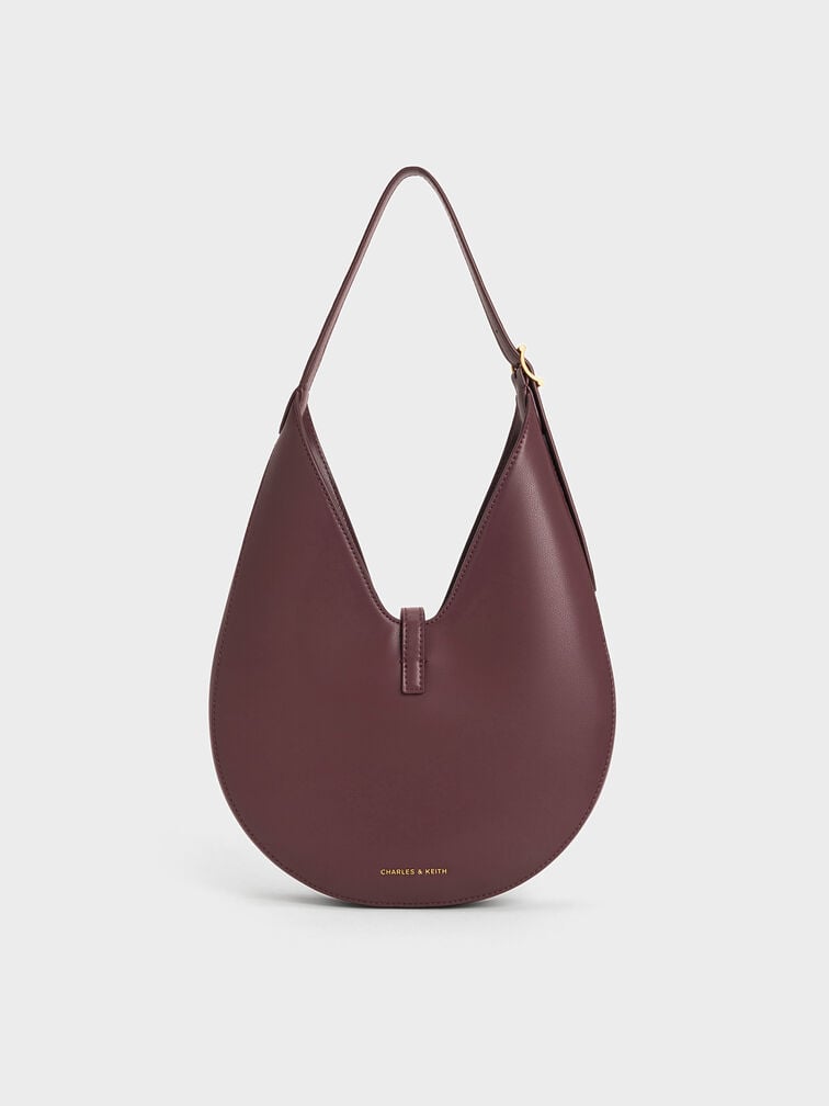 Cesia Metallic-Accent Hobo Bag, Wineberry Red, hi-res
