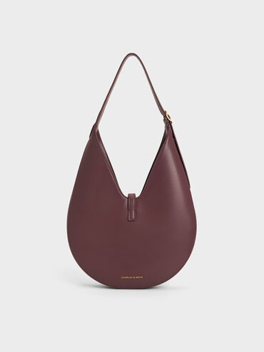 Cesia Metallic-Accent Hobo Bag, Wineberry Red, hi-res