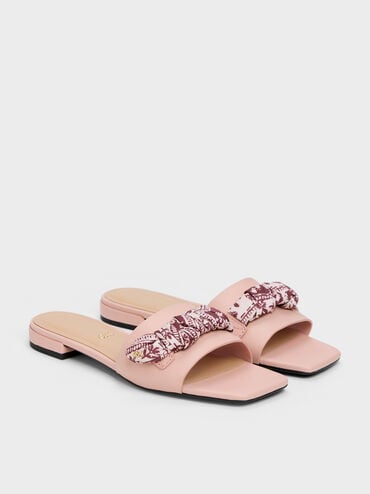 Tayari Leather Printed-Strap Slide Sandals, Pink, hi-res