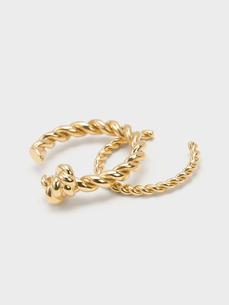Sable Rope-Knot Two-Ring Set, Gold, hi-res