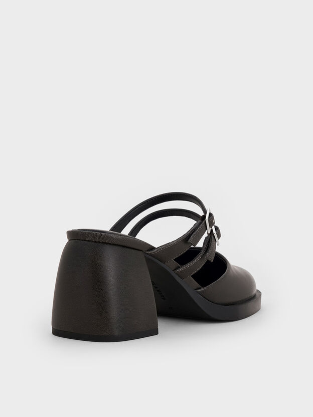Double-Strap Platform Mules, Black, hi-res