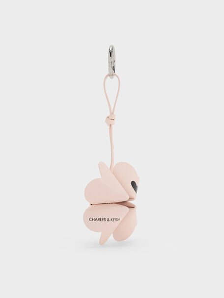 Four-Leaf Clover Heart Charm, Powder Pink, hi-res
