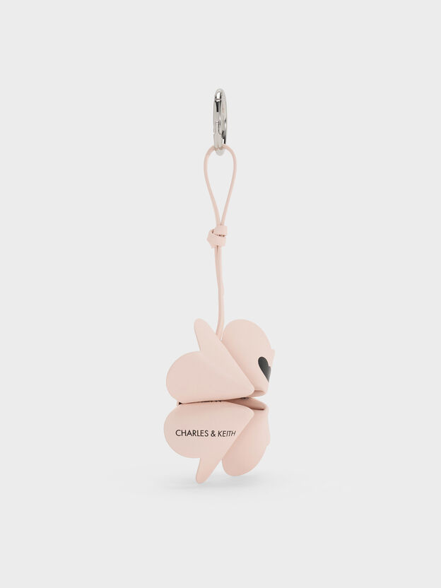 Four-Leaf Clover Heart Charm, Powder Pink, hi-res