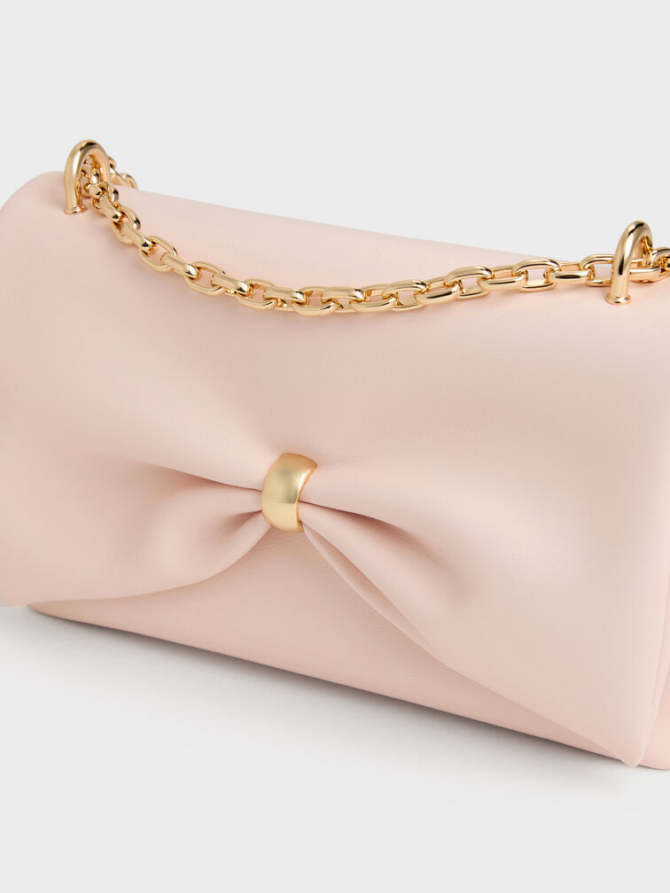 Halsey Ruched Chain Shoulder Bag, Soft Pink, hi-res