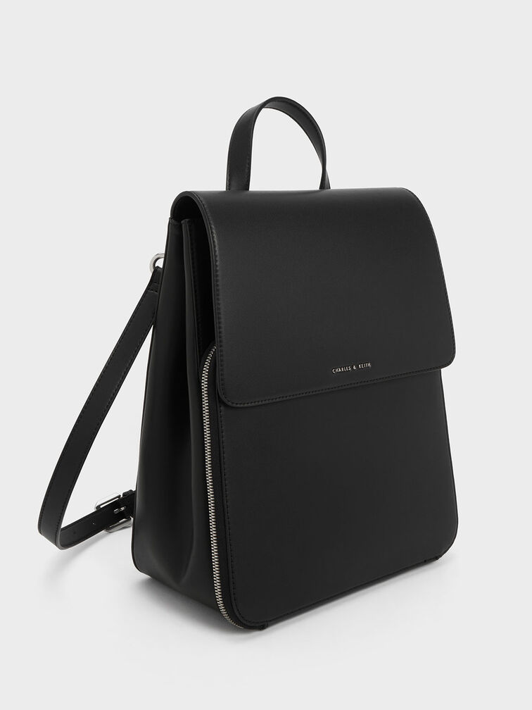 Octavia Front Flap Structured Backpack, Noir, hi-res
