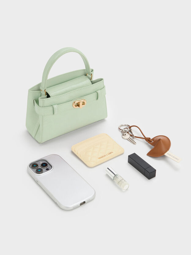 Aubrielle Croc-Effect Belted Top Handle Bag, Mint Green, hi-res