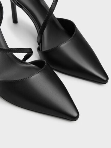 Cordelia Pointed Slingback Pumps, Black, hi-res