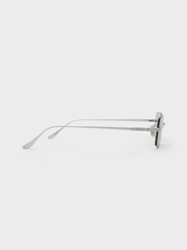 Easton Rimless Rectangular Sunglasses, Silver, hi-res