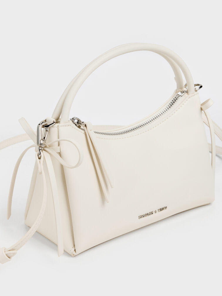Hazel Bow Top Handle Bag, Cream, hi-res