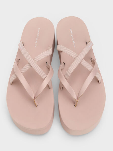 Levy Satin Strappy Flatform Sandals, Light Pink, hi-res