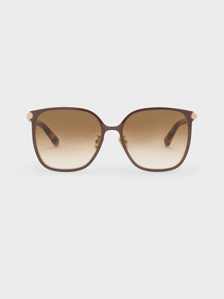 Ophelia Square Sunglasses, Brown, hi-res