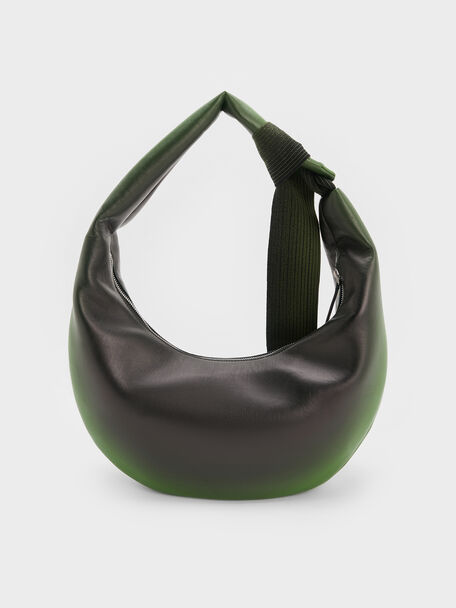 Toni Gradient Knotted Crescent Hobo Bag, Green, hi-res