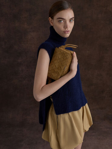 Ivette Recycled Suede Woven Crossbody Bag, Sahara Sand, hi-res