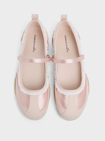 Louise Lace-Trim Mary Jane Sneakers, Light Pink, hi-res