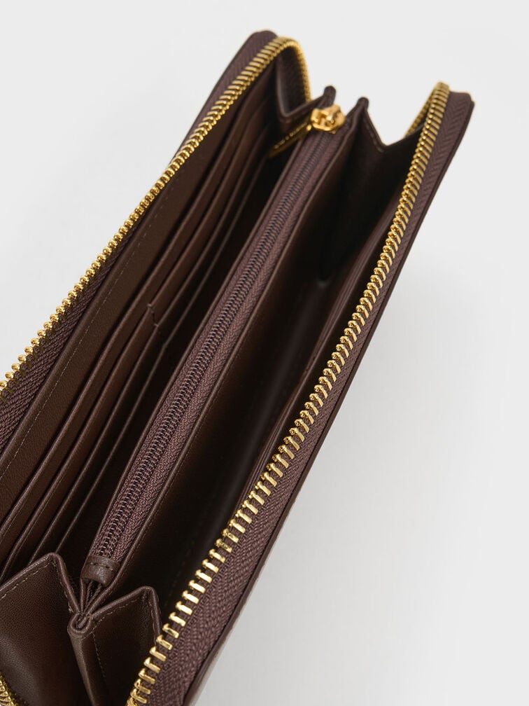 Dulcie Zip-Around Long Wallet, Brown, hi-res