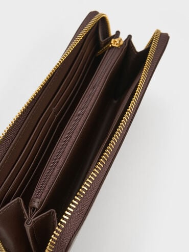 Dulcie Zip-Around Long Wallet, Brown, hi-res